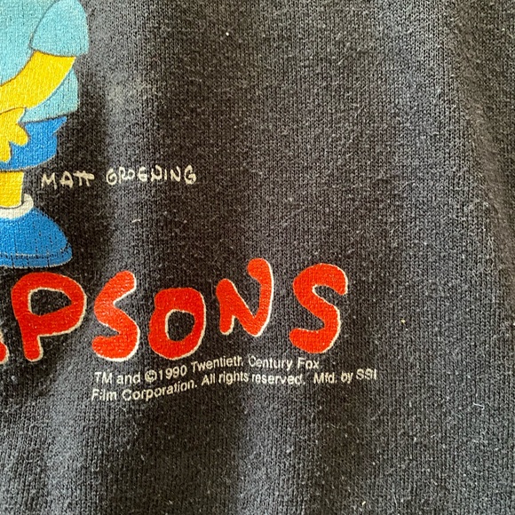 Vintage 1990 The Simpsons Crewneck Sweatshirt - Sz Small - Black Made in USA - Picture 5 of 5